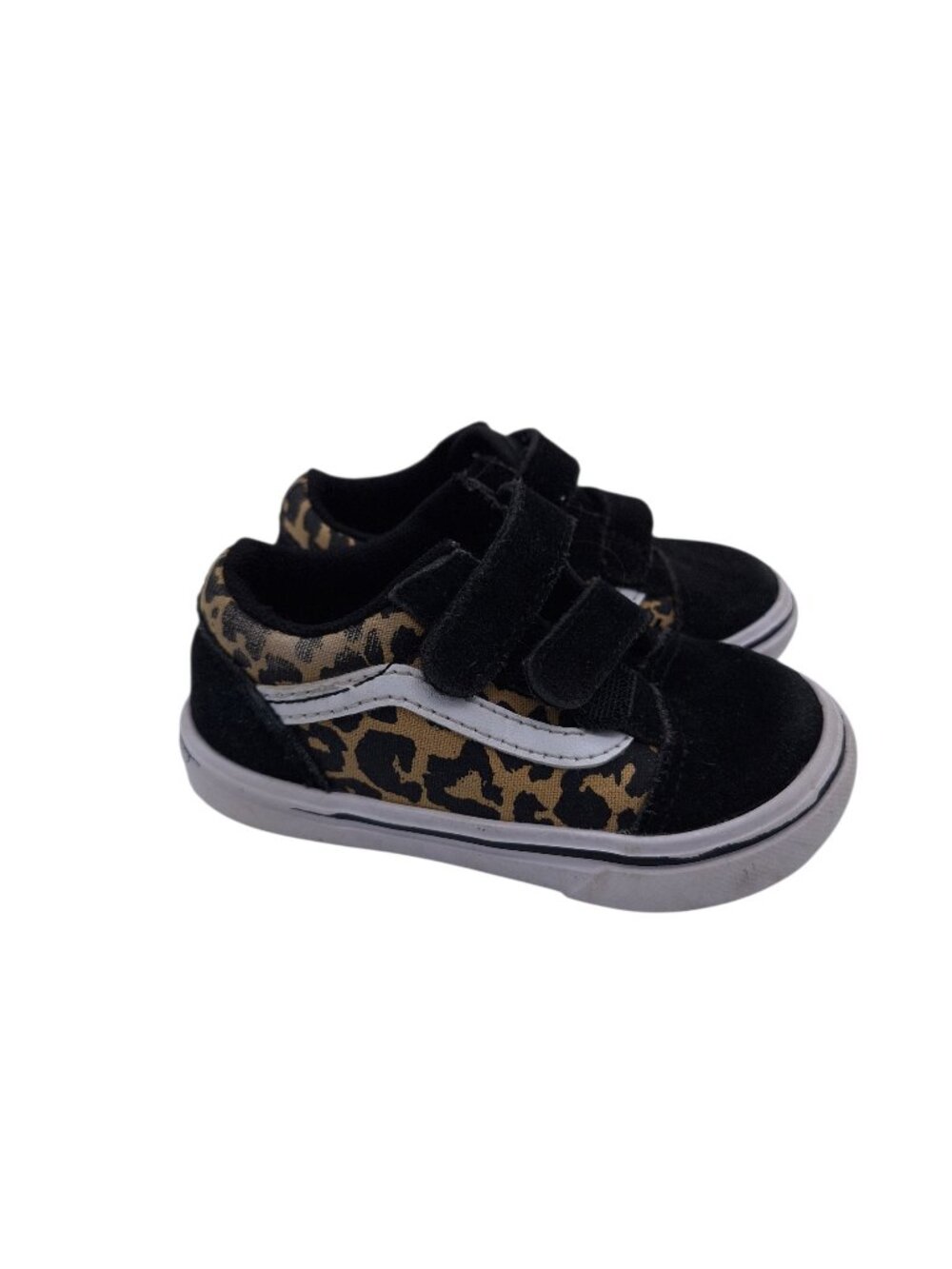 Vans Toddler SZ 6 Leopard Black Suede Hook and Loop Closure Sneakers